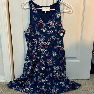Charles Henry Navy Floral A line dress